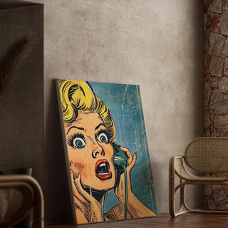 Pop Art Painting - Surprise on the Phone | Art print Wall Decoration Painting poster copy