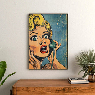 Pop Art Painting - Surprise on the Phone | Art print Wall Decoration Painting poster copy