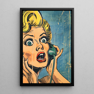 Pop Art Painting - Surprise on the Phone | Art print Wall Decoration Painting poster copy
