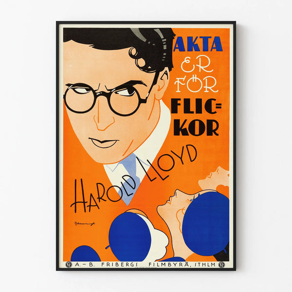 Vintage Harold Lloyd Style Art Deco Film Poster for Wall Decoration
