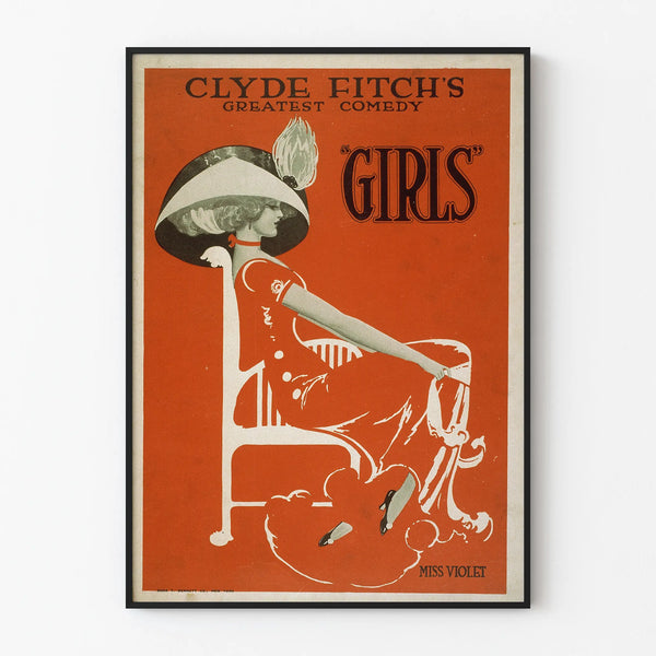 Vintage Poster 'Girls' Decorative Style Art Nouveau