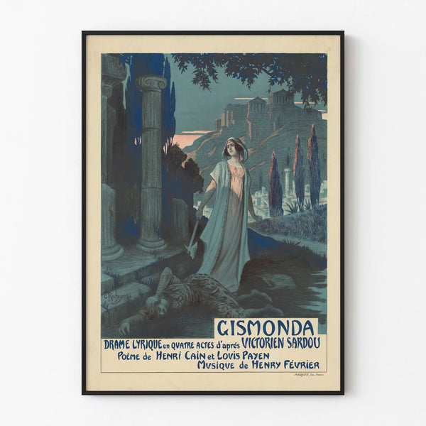 Vintage poster Gismonda lyrical drama wall decoration