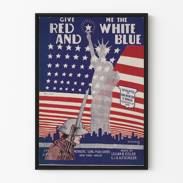 Vintage American patriotic poster red white blue