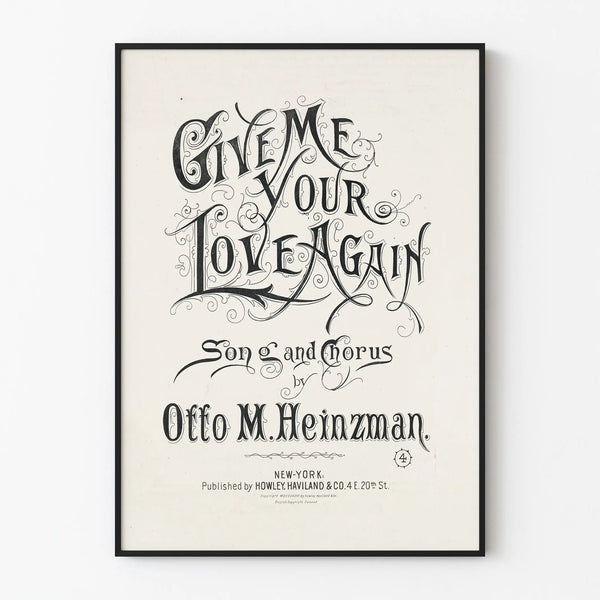 Vintage typographic poster Give Me Your Love Again