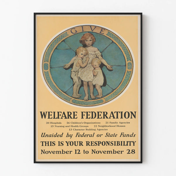 Vintage Welfare Federation Poster for Solidarity and Mutual Aid