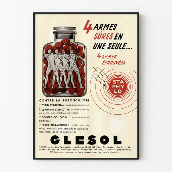 Vintage Advertising Poster Glesol - Retro Wall Decoration for Health