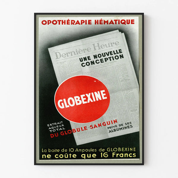 Vintage Globexine advertising poster - Retro medical wall decoration