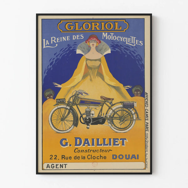 Vintage Poster Gloriol The Queen of Motorcycles Wall Decoration