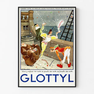 Vintage Glottyl Poster with Humorous Illustration