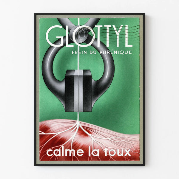 Vintage advertising poster Glottyl stops cough