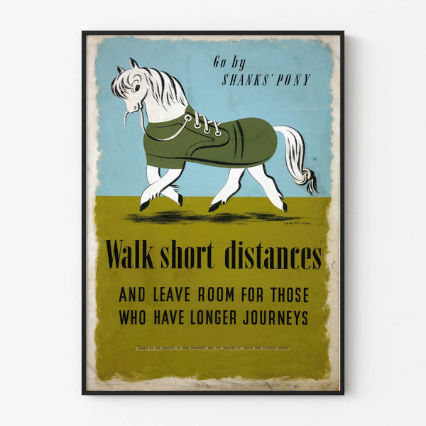 Vintage poster Go by Shanks' Pony wall decoration