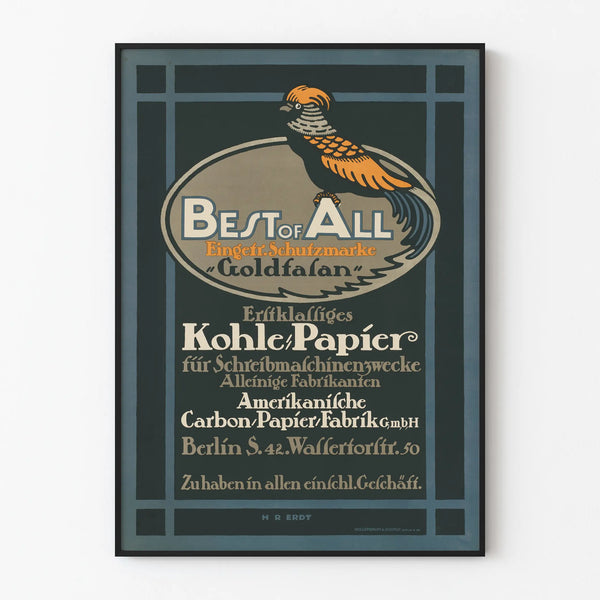 Vintage Goldfasan poster for carbon paper