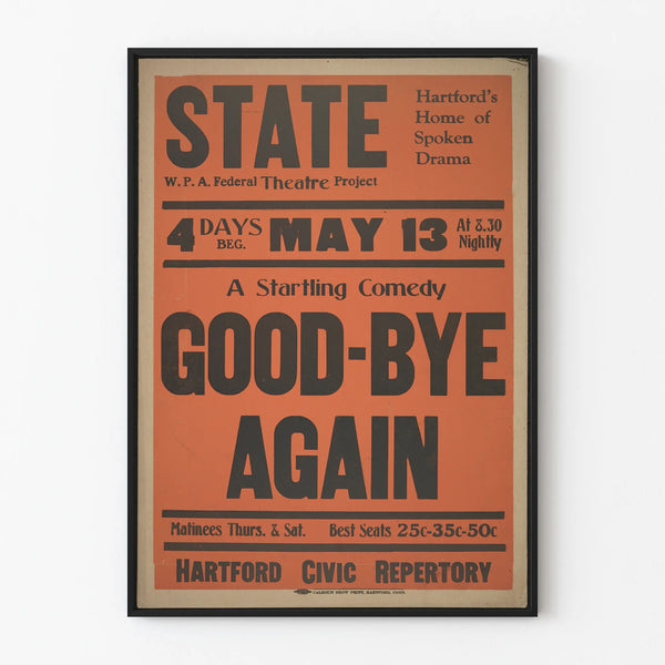Vintage poster Goodbye Again Hartford Theatre