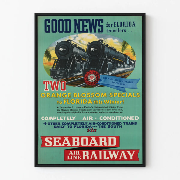 Vintage Poster Orange Blossom Specials Train in Florida