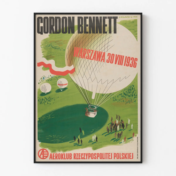 Vintage Gordon Bennett 1936 poster wall decoration hot air balloon