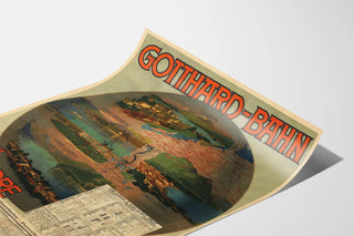 Vintage railway poster Gotthard Railway Lake Maggiore, Como & Lugano 1897