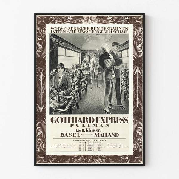 Vintage poster of the Gotthard Express Pullman Basel-Milan