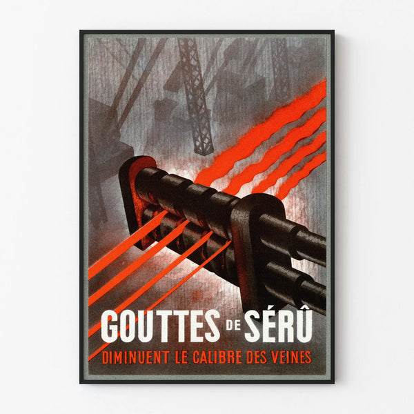 Vintage industrial poster Gouttes de Sérû for wall decoration