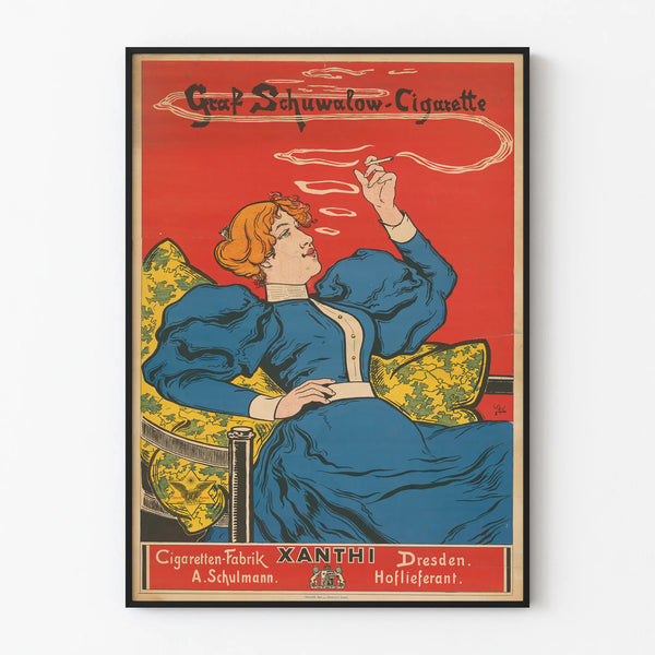 Vintage poster Graf Schuwalow Elegant woman cigarette