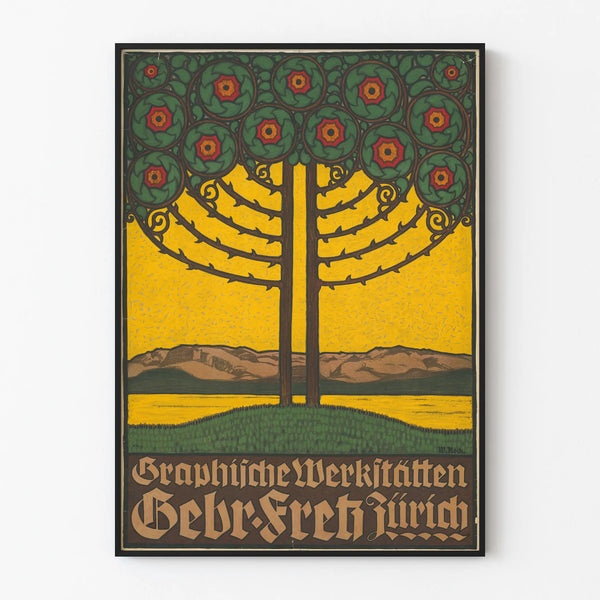 Vintage wall decoration poster Graphical Werkstätten Gebr Bruder Fretz Zurich