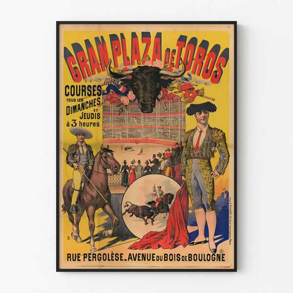 Vintage poster of the corrida Gran Plaza de Toros, Avenue du Bois de Boulogne