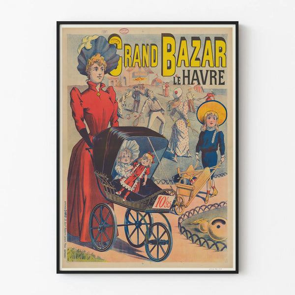 Vintage poster of Grand Bazar Le Havre for wall decoration