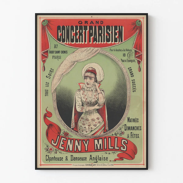 Vintage Poster of the Great Parisian Concert Jenny Mills