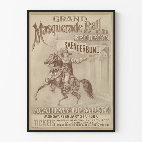 Vintage poster of the Grand Masquerade Ball Brooklyn Saengerbund 1887