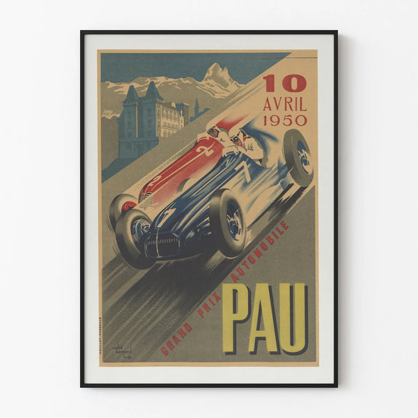 Vintage Poster of the Pau Automobile Grand Prix 1950
