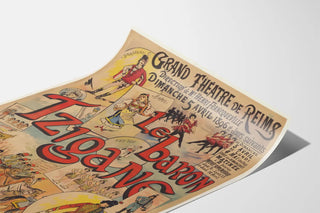 Vintage poster Le Baron Tzigane Grand Théâtre de Reims 1896