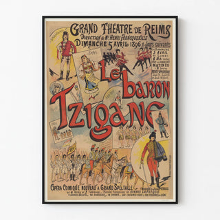 Vintage poster Le Baron Tzigane Grand Théâtre de Reims 1896