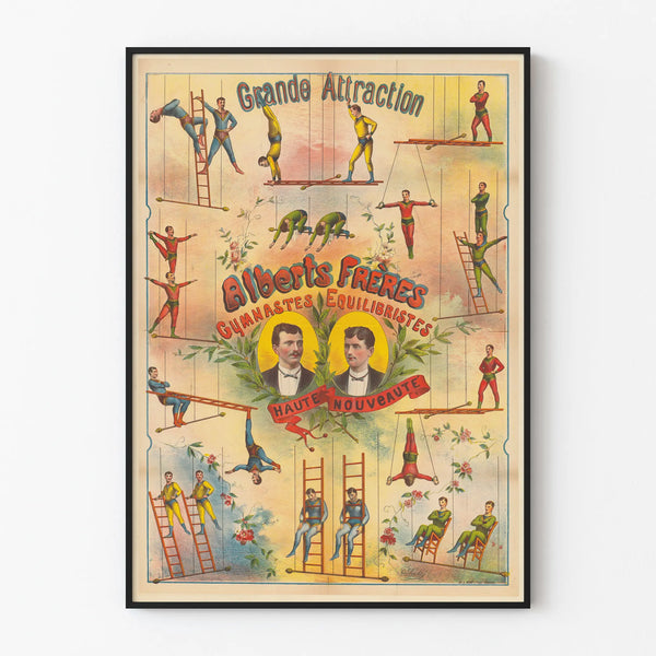 Vintage Poster of the Great Attraction Gymnasts and Equilibristes Alberts Brothers