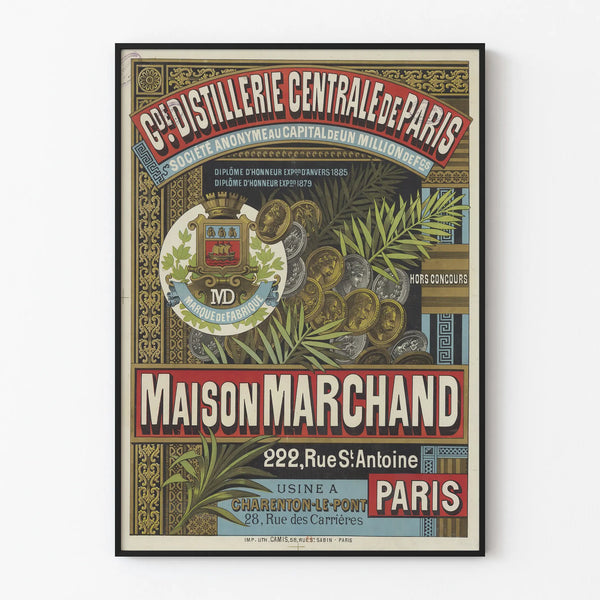 Vintage Poster of the Great Central Distillery of Paris - Maison Marchand