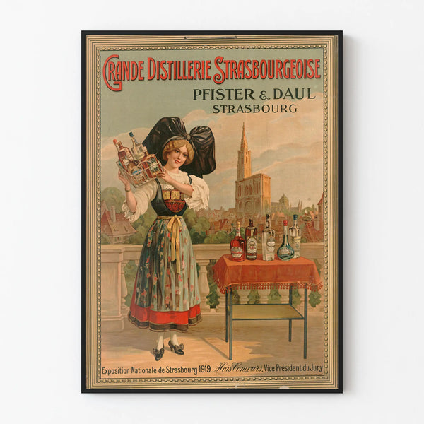 Vintage poster of the large Strasbourg distillery Pfister & Daul Strasbourg