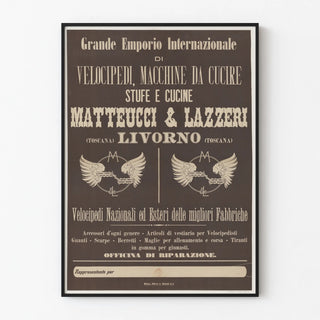 Vintage Poster Grande Emporio Internazionale Velocipedi Livorno