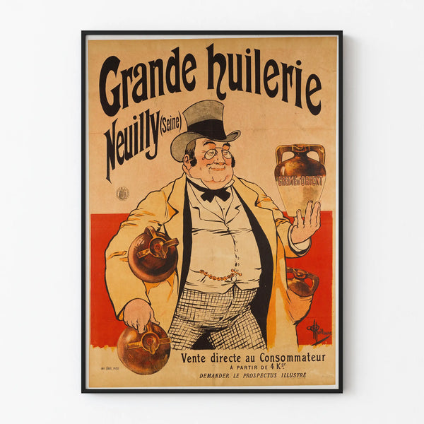 Vintage poster of Grande Huilerie Neuilly (Seine) for wall decoration