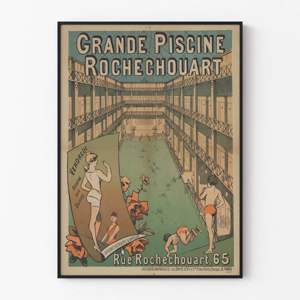 Vintage Poster of the Grand Pool Rochechouart - Retro Hydrotherapy Wall Decoration
