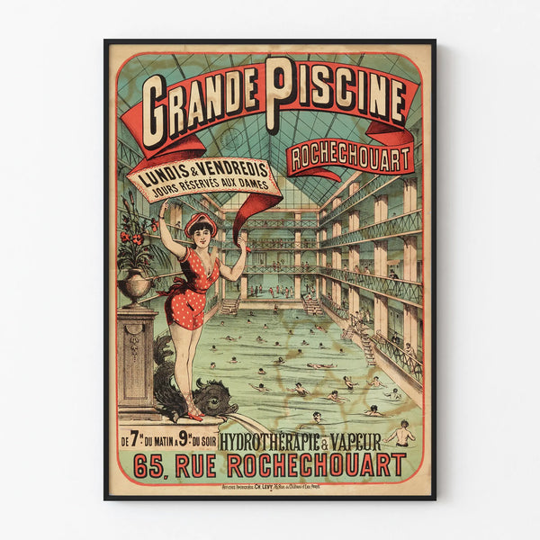 Vintage Pool Rochechouart Poster - Retro Wall Decoration