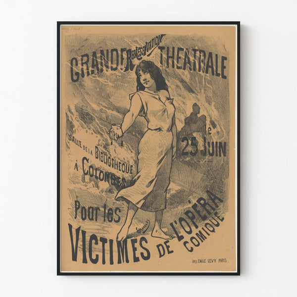 Vintage theatre poster - Grand performance for the victims of the Opéra-Comique
