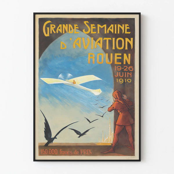 Vintage Poster of the Great Aviation Week Rouen 1910