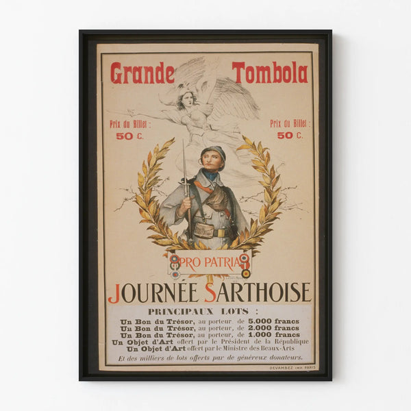 Vintage Poster Sarthoise Day Grand Raffle Pro Patria 1916