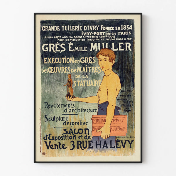 Vintage wall decoration poster of the Great Tuilerie of Ivry