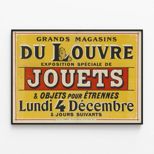 Vintage poster of the Louvre Department Stores - Special Toy Exhibition — framed artwork on a wall