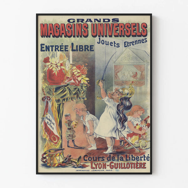 Vintage poster of Grand Department Stores in Lyon - Toys and New Year's Gifts