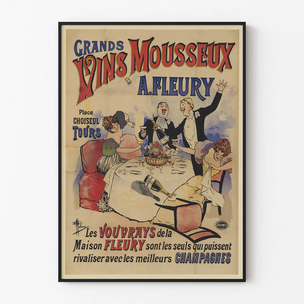 Vintage poster of sparkling wines A. Fleury - Retro wall decoration