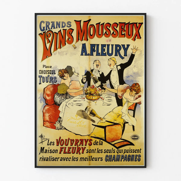 Vintage poster of Sparkling Wines at Fleury – Retro wall decoration