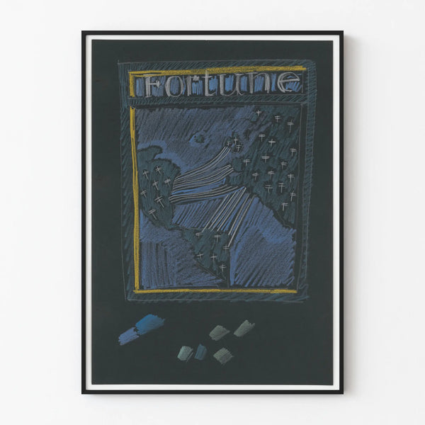 Poster of Artistic Graphics World Map and Telephone Lines