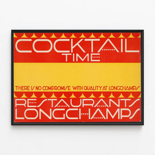 Vintage Cocktail Time Poster for Longchamps Restaurants — framed artwork on a wall