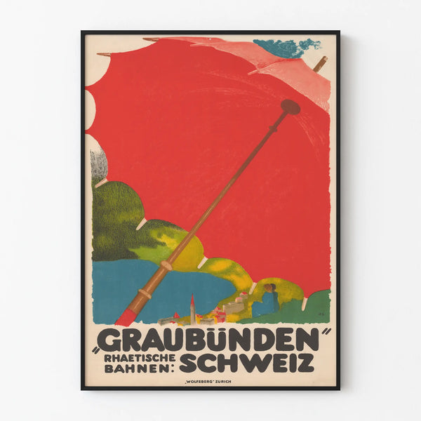 Vintage poster of Graubünden Rhaetische Bahnen Switzerland - Vintage wall decoration