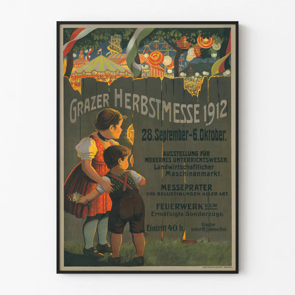 Vintage Poster of the Graz Autumn Fair 1912, Retro Wall Decoration